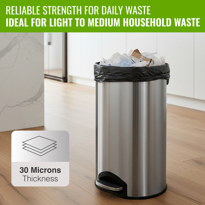 EcoBag - 50 Pack Extra Strong Heavy Duty Refuse Sacks - 70L - 30 Micron - Recyclable Bin Bags, Leak Resistant, Eco-Friendly, Durable Waste Disposal Bags for Household & Commercial Use
