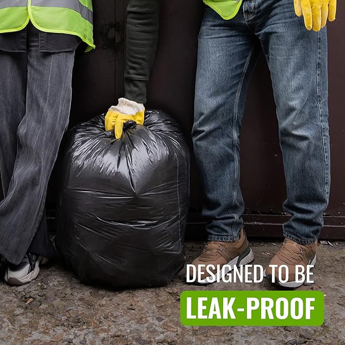 EcoBag - 20 Pack Extra Strong Heavy Duty Refuse Sacks - 100L - 35 MIcron - Recyclable, Leak Resistant, Eco-Friendly & Durable