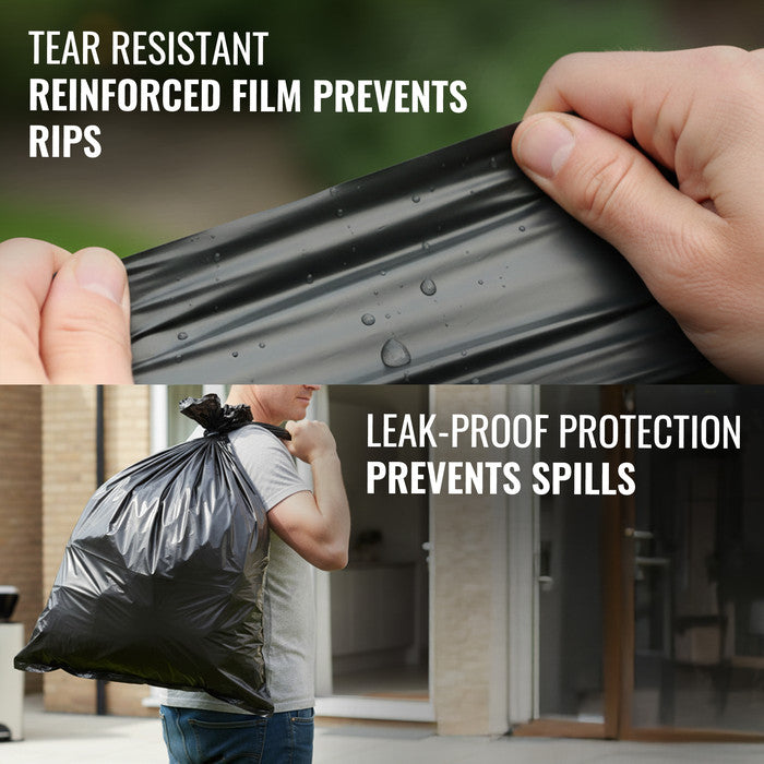 EcoBag - 50 Pack Extra Strong Heavy Duty Refuse Sacks - 70L - 30 Micron - Recyclable Bin Bags, Leak Resistant, Eco-Friendly, Durable Waste Disposal Bags for Household & Commercial Use
