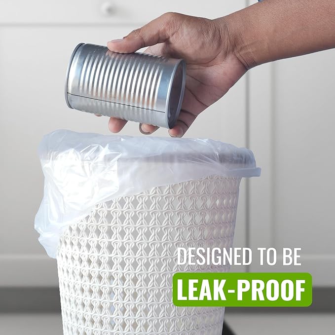 EcoBag - 30 Pack Heavy Duty White Bin Liners - 55L - 15 Micron - Extra Strong, Leak-Proof & Tear-Resistant