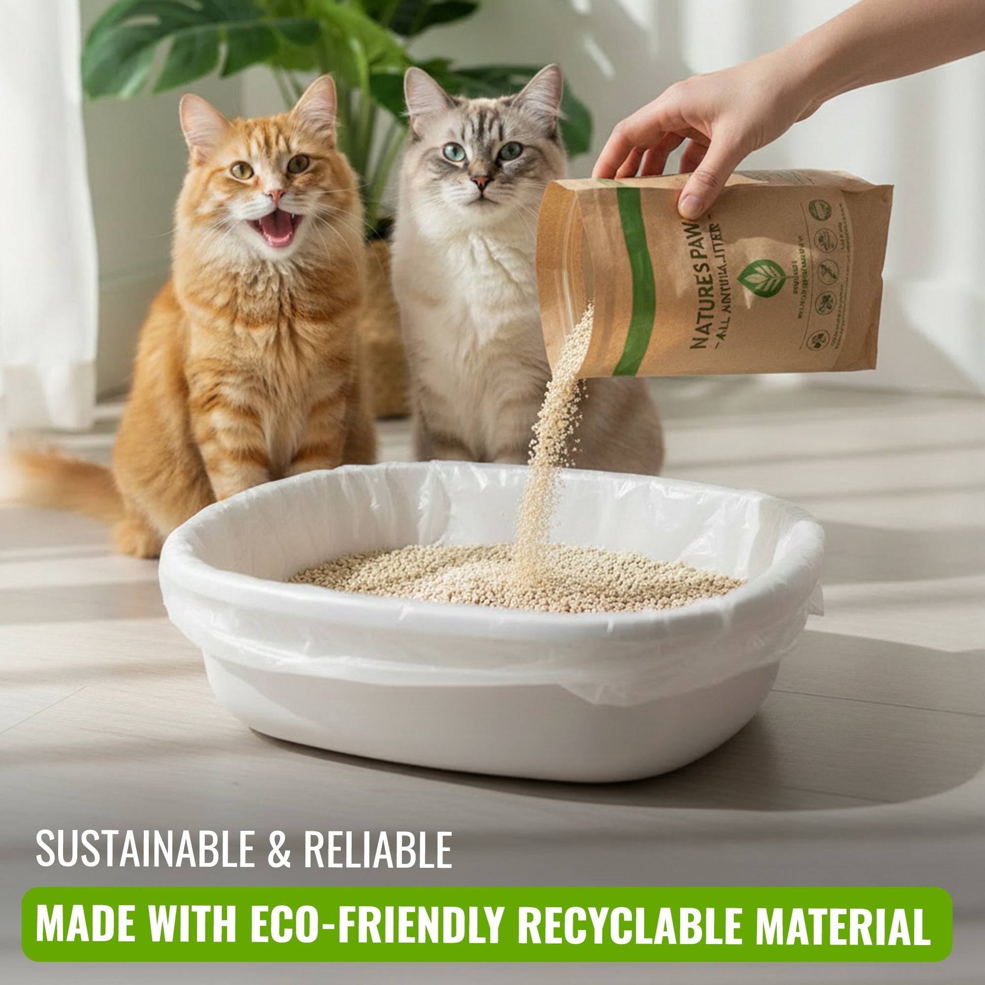 Ecobag - 20 Pack Cat Litter Tray Liners - 30L - 27 Microns - Heavy Duty Cat Litter Bags, Recycled Litter Liners, Durable Tray Liners, Eco-Friendly & Easy to Dispose (960 x 460 mm)