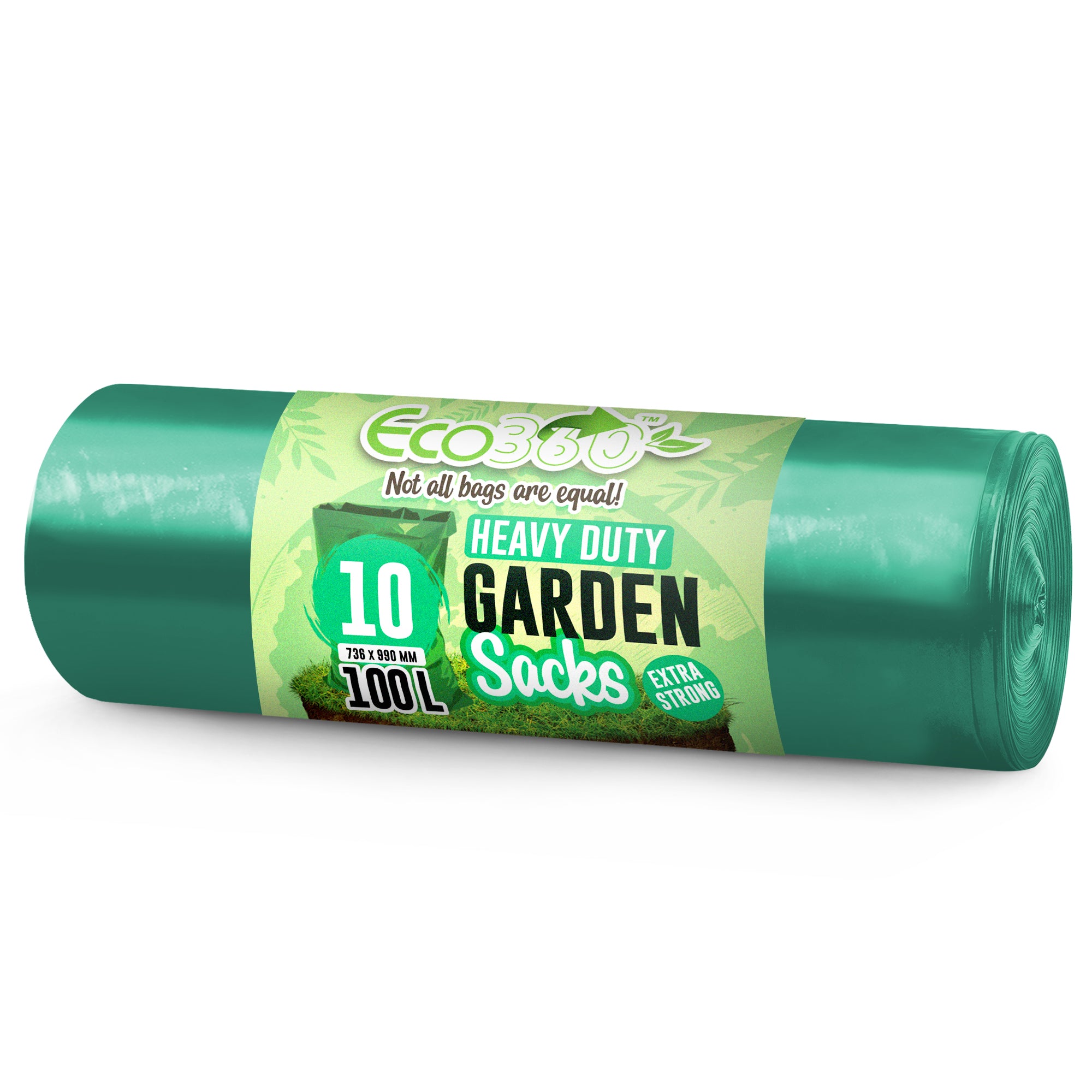 EcoBag - 10 Pack Extra Strong Heavy Duty Garden Sacks - 100L - Recyclable, Leak Resistant, Eco-Friendly & Durable