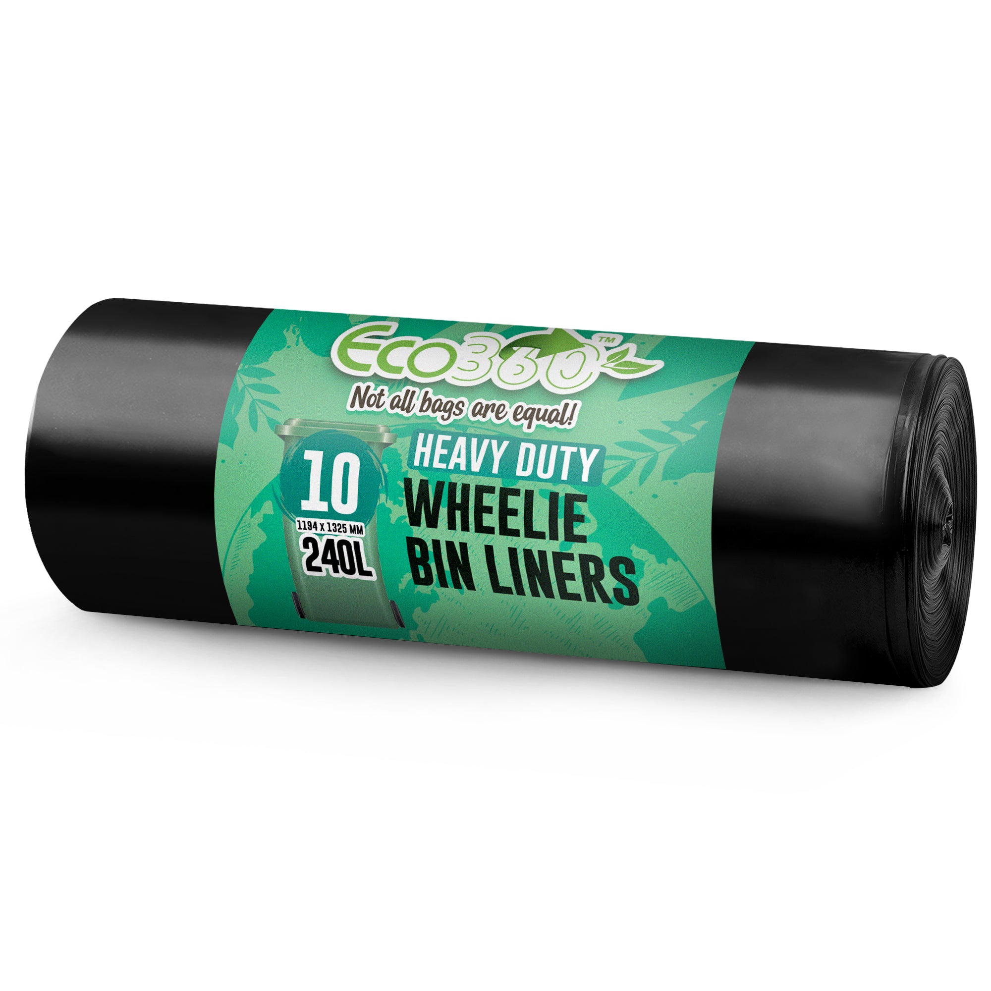 Ecobag - 10 Pack Eco-Friendly Wheelie Bin Liners - 240L - 18 Micron - Heavy Duty, Leak Resistant & Recyclable