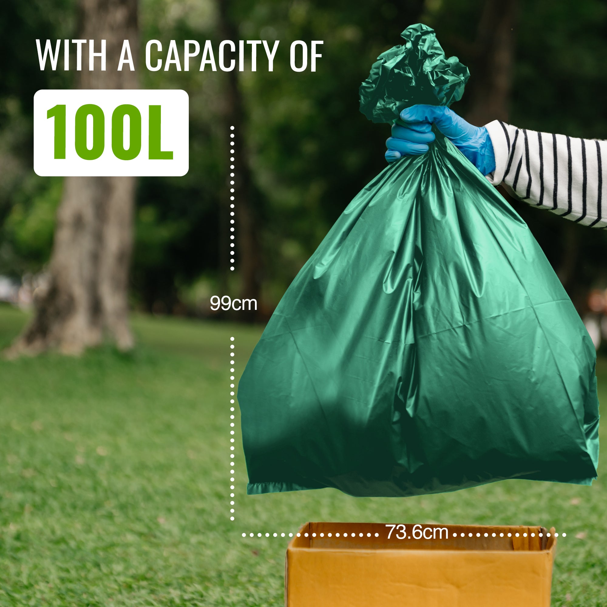 EcoBag - 10 Pack Extra Strong Heavy Duty Garden Sacks - 100L - Recyclable, Leak Resistant, Eco-Friendly & Durable