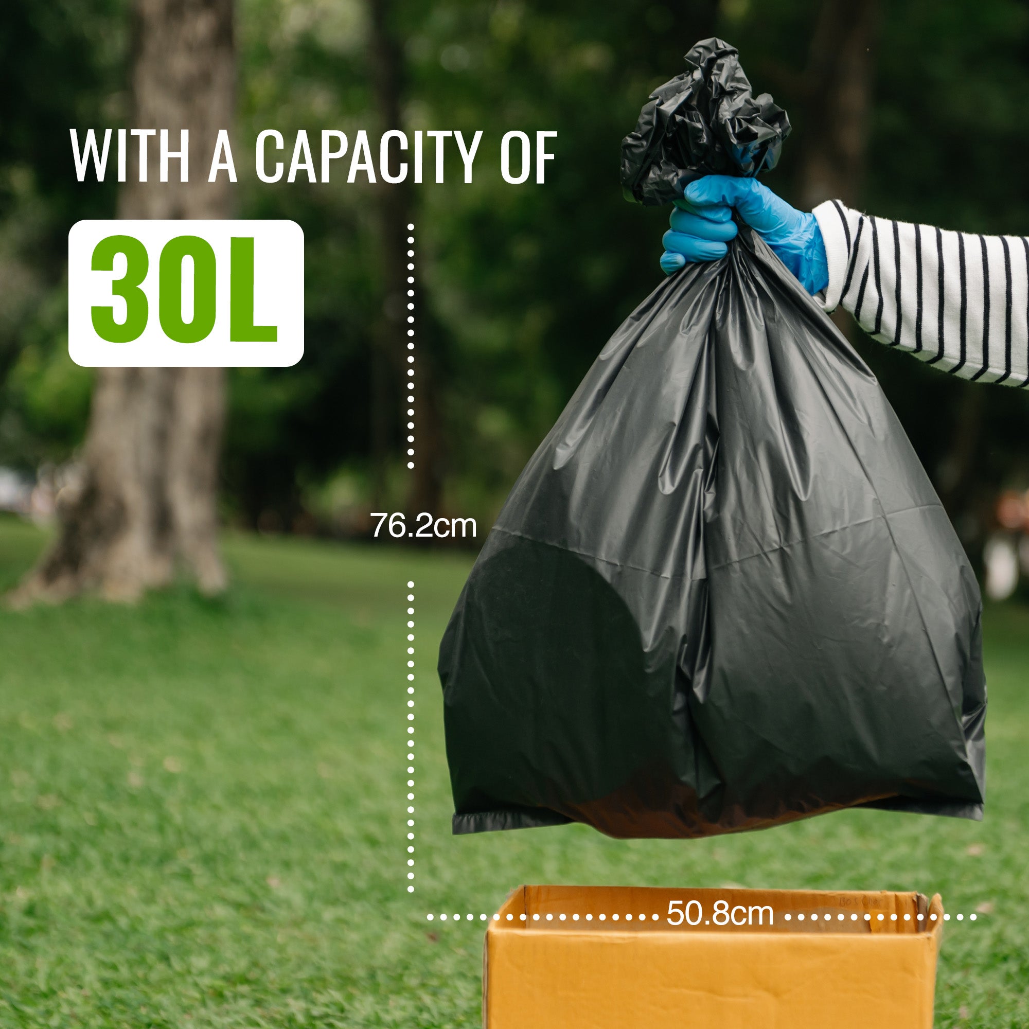EcoBag - 20 Pack Black Rubble Bags - 30L - Recyclable, Leak Resistant & Eco-Friendly