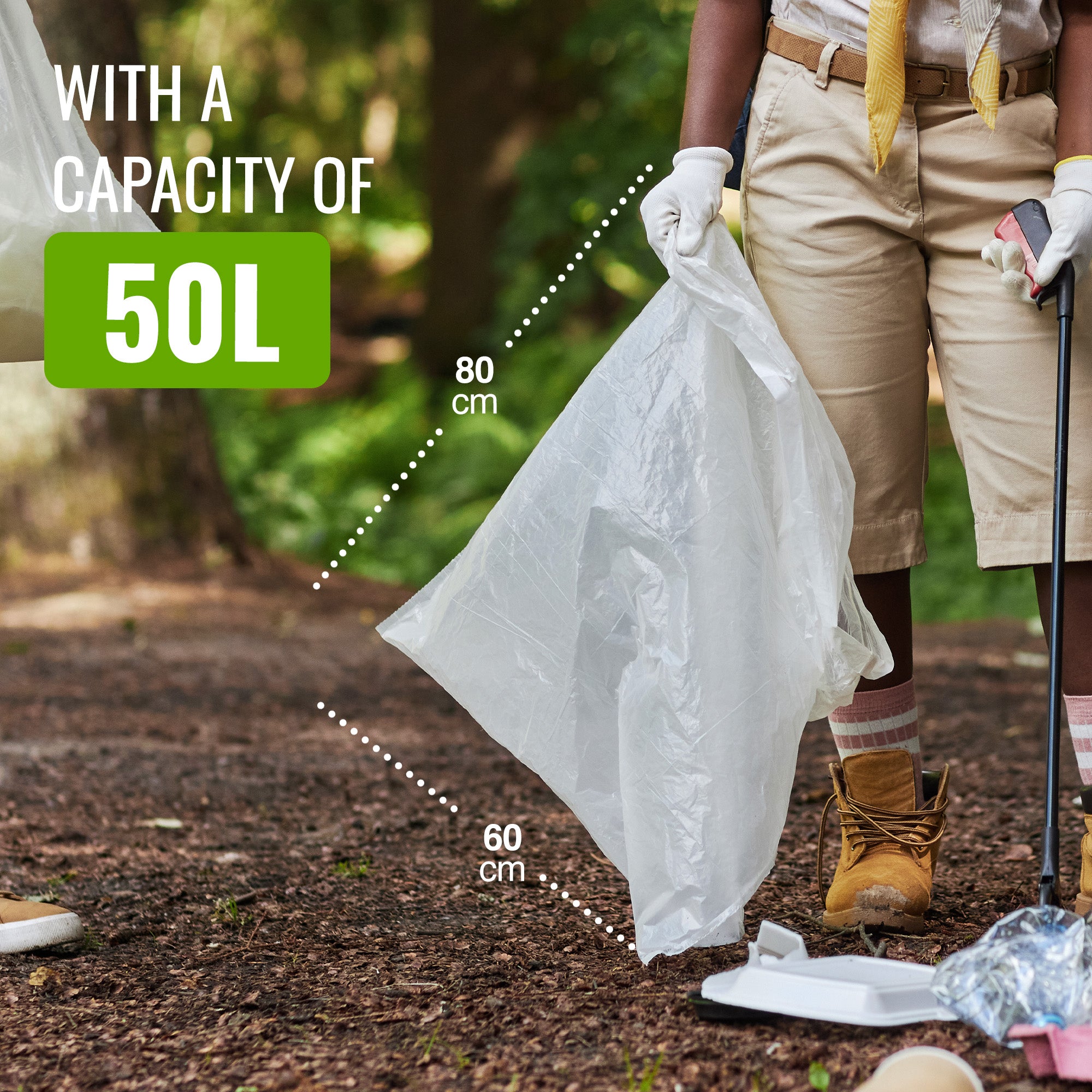 EcoBag - 40 Pack Refuse Sacks - 22 Microns - Heavy Duty, Leak Resistant Recyclable Bin Bags, Eco-Friendly, Durable Waste Disposal Bags for Household & Commercial Use ( 50L Capacity )