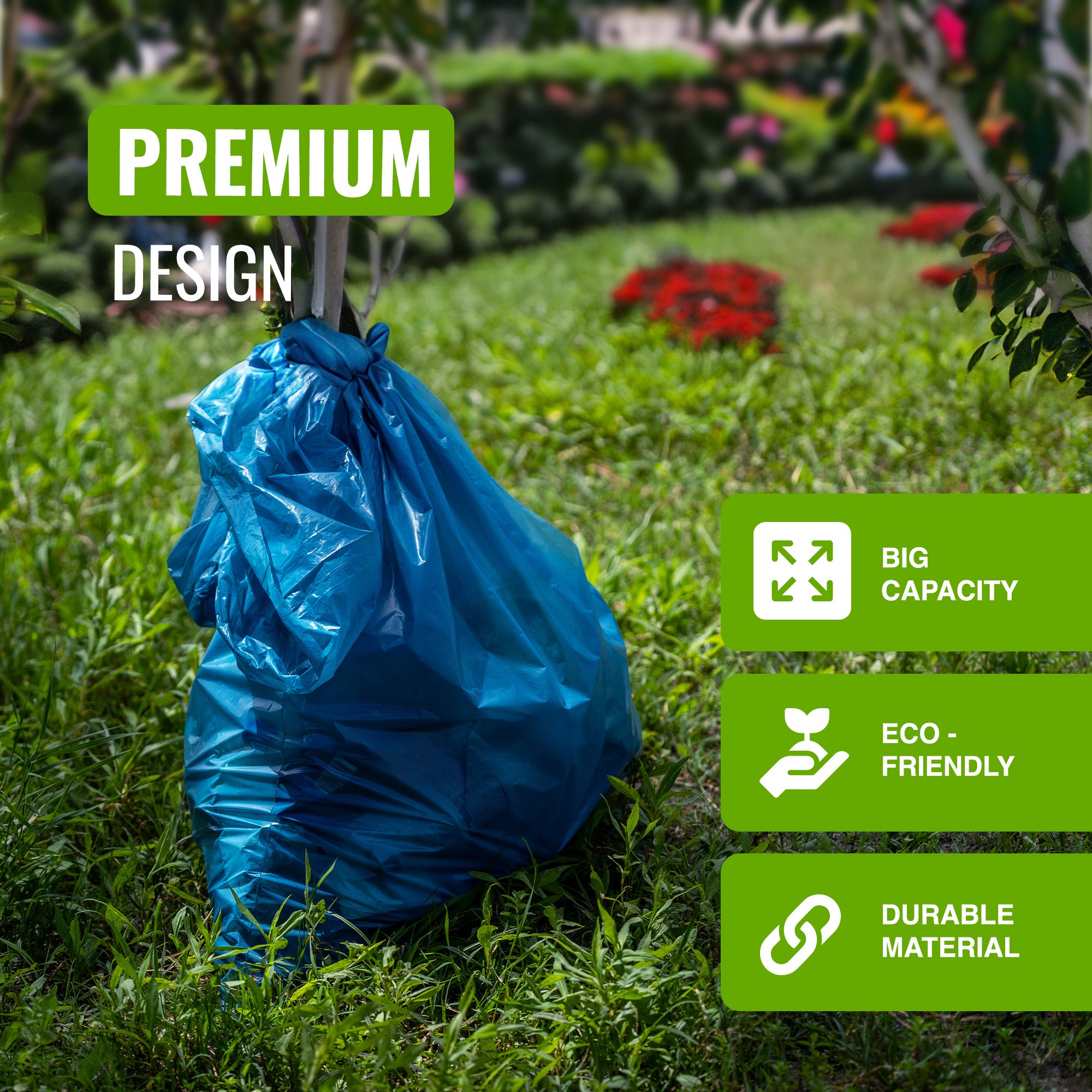 EcoBag - 6 Pack Blue Rubble Bags - 30L - 80 Micron - Recyclable, Leak Resistant & Eco-Friendly
