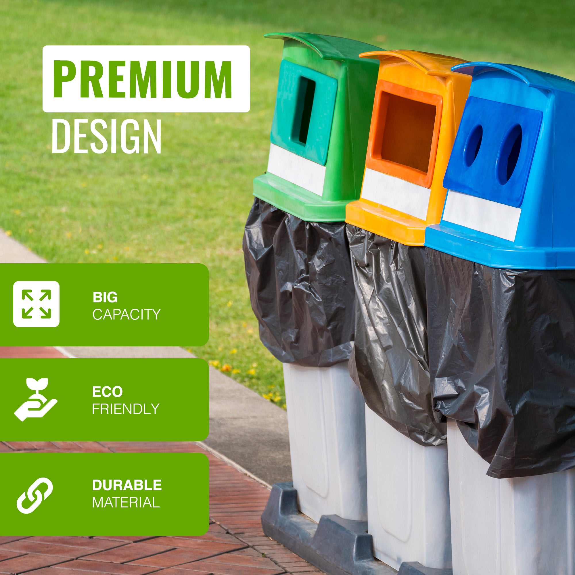 EcoBag - 10 Pack Heavy Duty Bin Bags - 150L - 74 Micron - Durable, Recyclable, Leak Resistant & Eco-Friendly