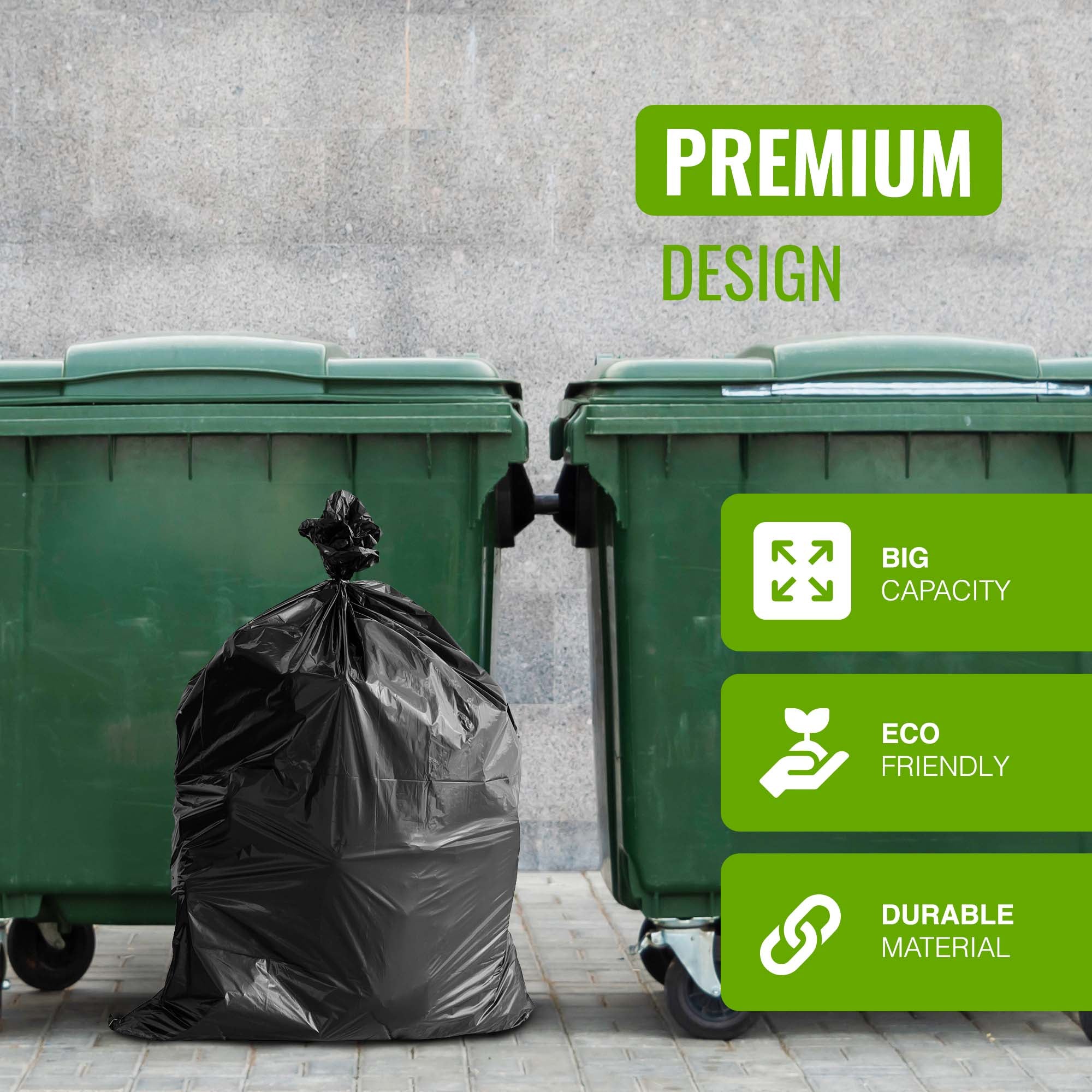 Ecobag - 20 Pack Eco-Friendly Wheelie Bin Liners - 240L - 18 Microns - Heavy Duty & Leak Resistant Recycling Bags for Garden, Kitchen, House, Office & Caterers (1194 × 1325mm)