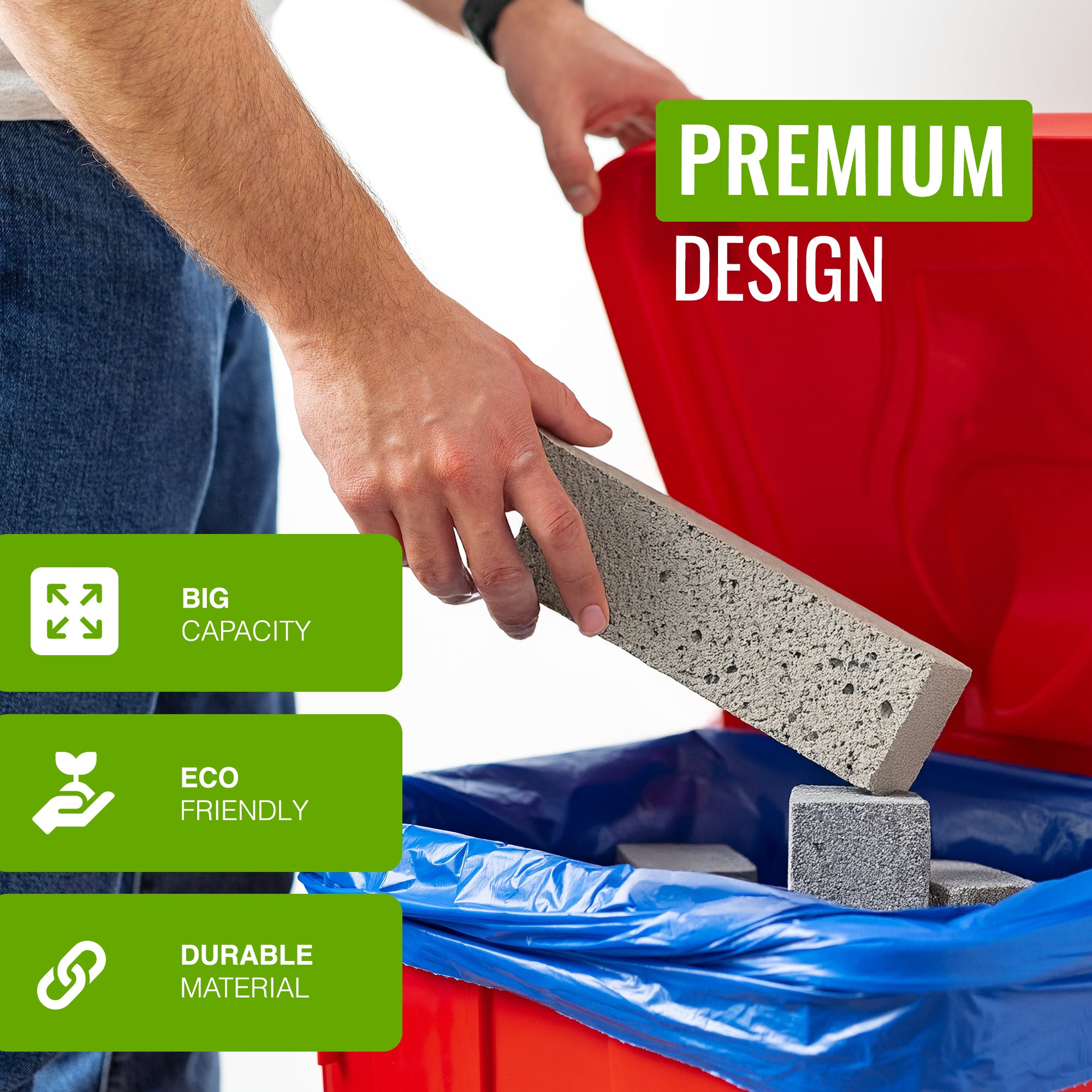 EcoBag - 20 Pack Blue Rubble Bags - 40L - 100 Microns - Recyclable Heavy Duty Bin Bags - Leak Resistant Rubble Sacks for Garden, Builders, Caterers, Kitchen, DIY (508 x 762mm)