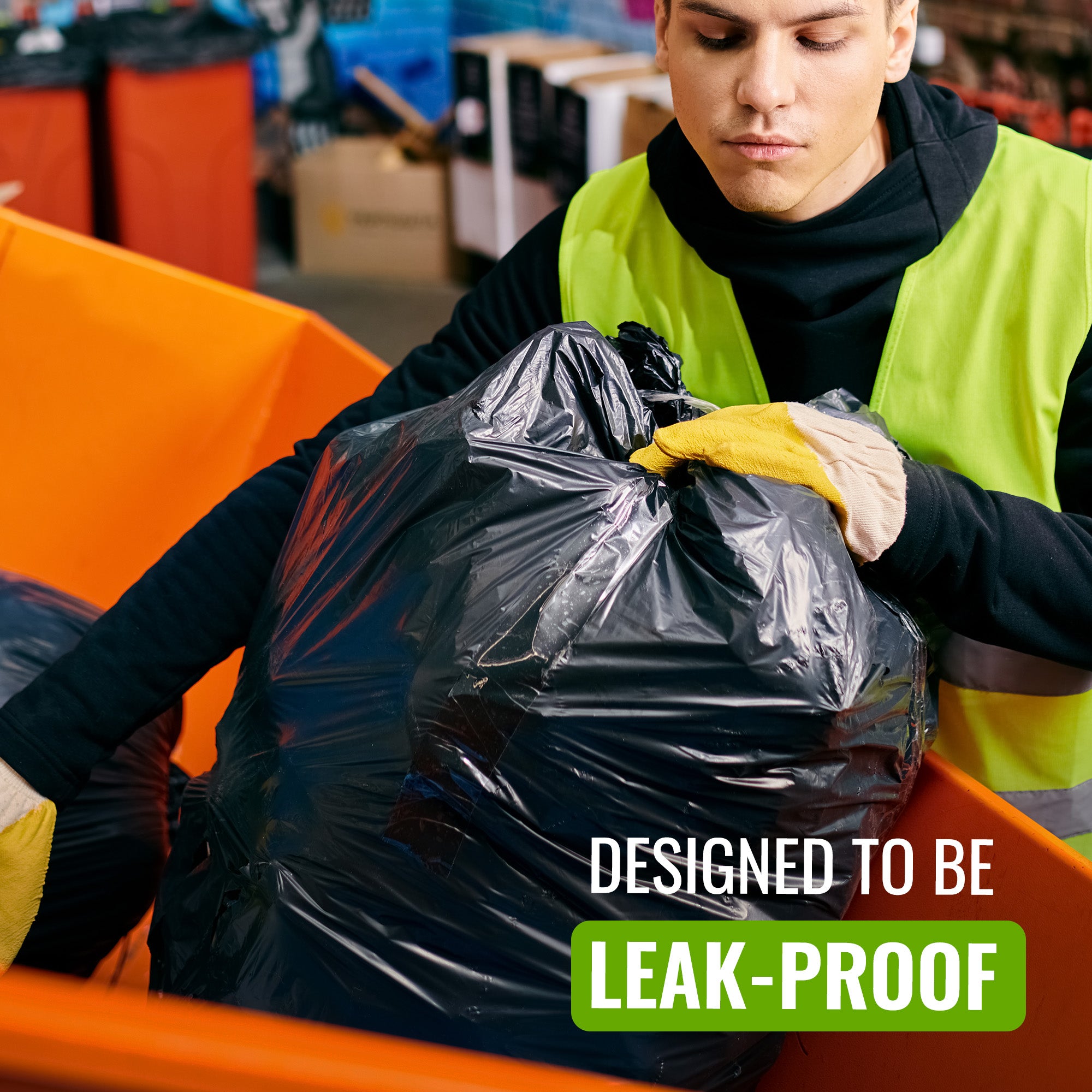 EcoBag - 10 Pack Heavy Duty Bin Bags - 120L - 60 Micron - Durable, Recyclable, Leak Resistant & Eco-Friendly