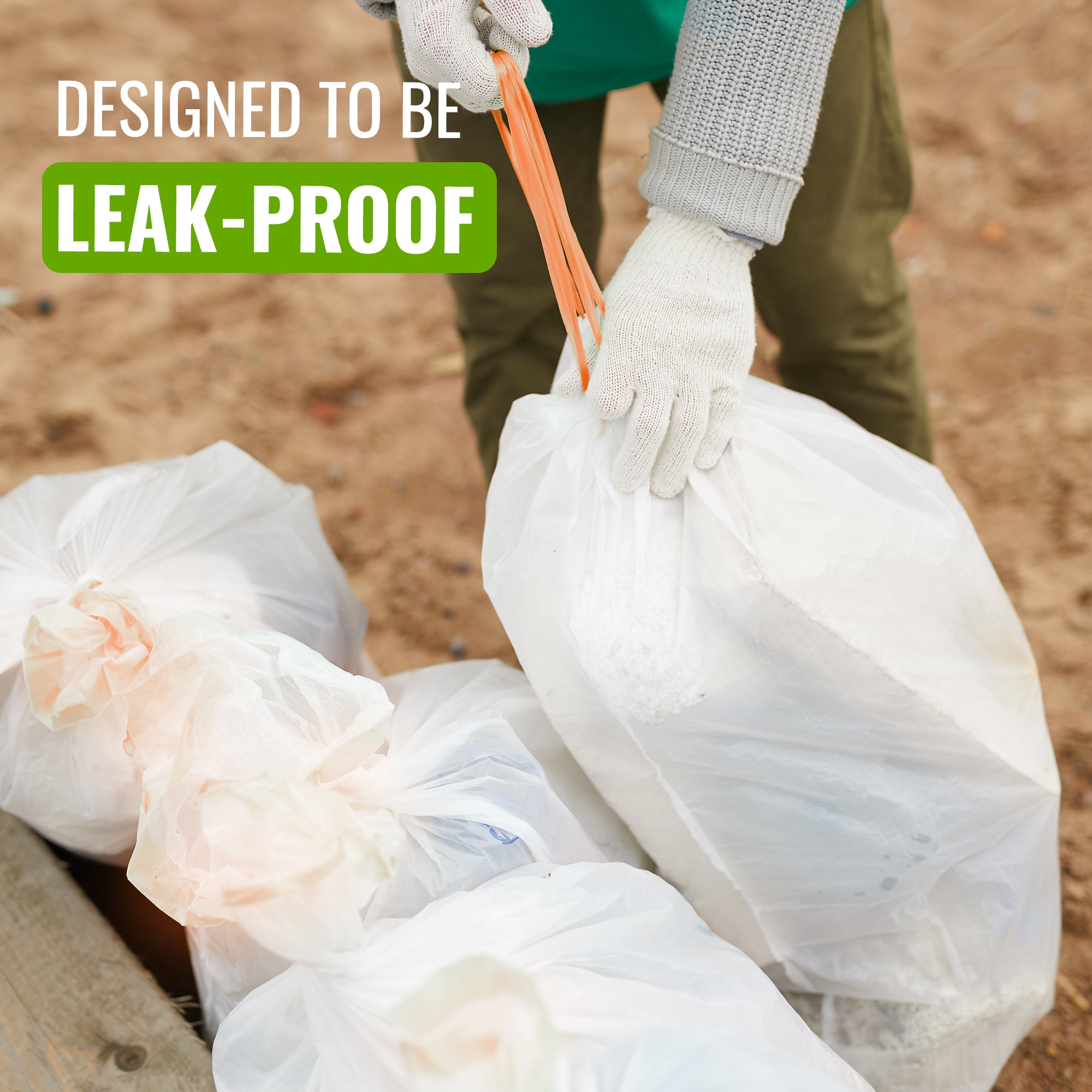 EcoBag - White Kitchen Drawstring Bin Liner - 60L - 28 Micron - Durable, Brabantia Compatible, Eco-Friendly, Tear Resistant, Clear Recycling Bags