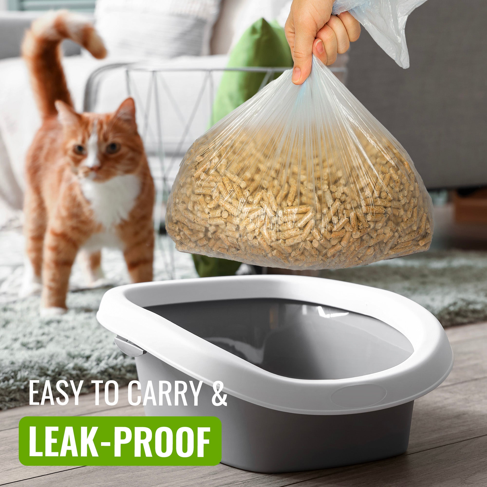 Ecobag - 10 Pack Cat Litter Tray Liners - 30L - 27 Microns - Heavy Duty Cat Litter Bags, Recycled Litter Liners, Durable Tray Liners, Eco-Friendly & Easy to Dispose (960 x 460 mm)