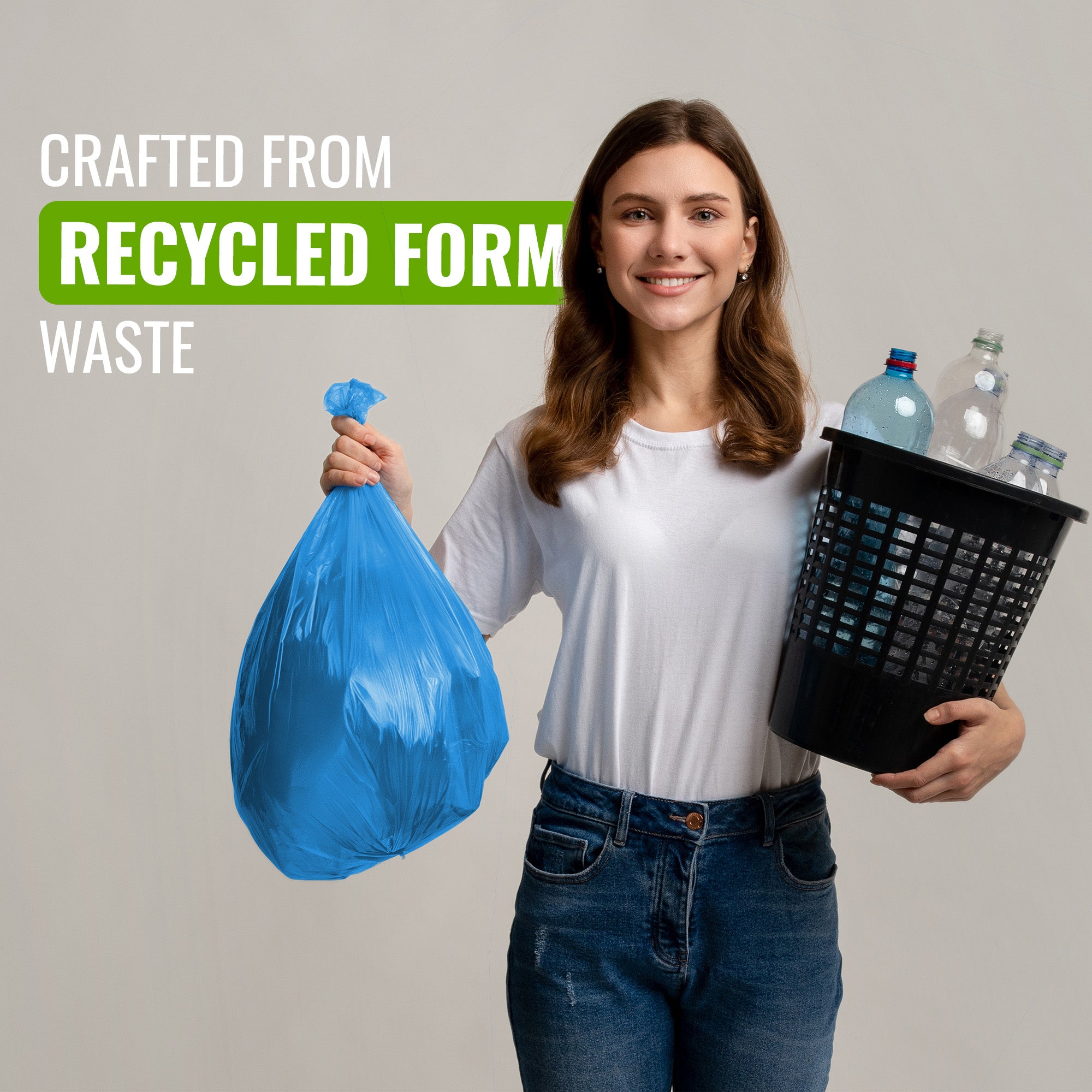 EcoBag - 6 Pack Blue Rubble Bags - 30L - 80 Micron - Recyclable, Leak Resistant & Eco-Friendly