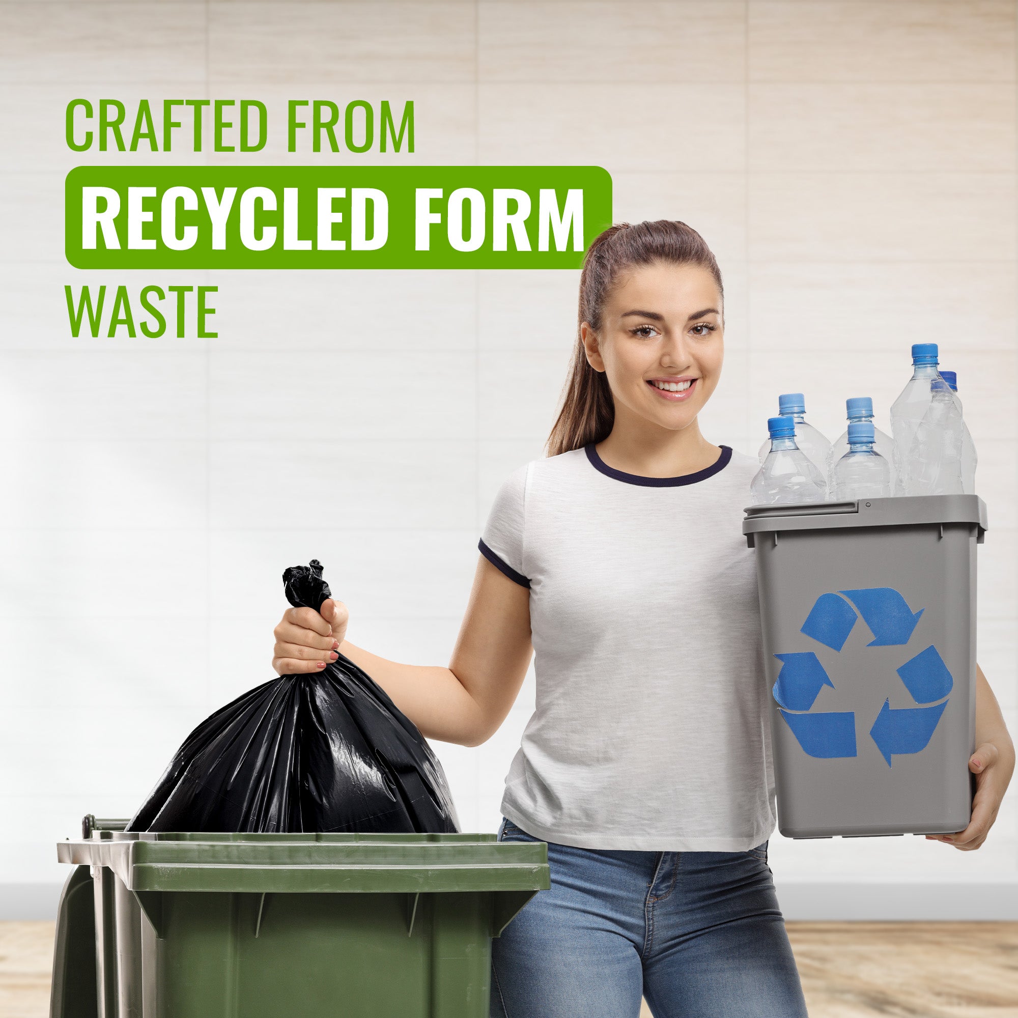 Ecobag - 20 Pack Eco-Friendly Wheelie Bin Liners - 240L - 27 Microns - Heavy Duty & Leak Resistant Recycling Bags for Garden, Kitchen, House, Office & Caterers (1194 × 1325mm)
