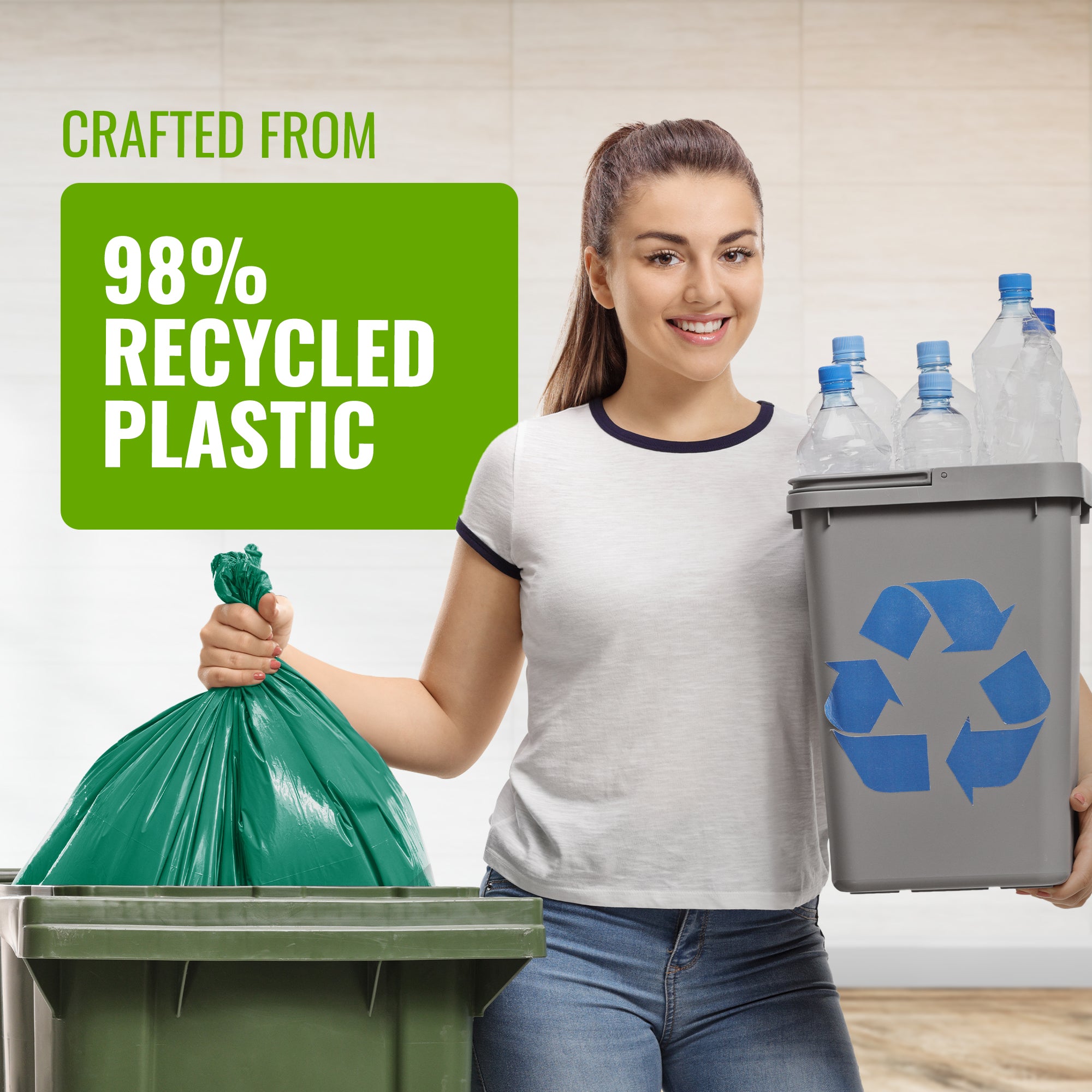 EcoBag - 10 Pack Extra Strong Heavy Duty Garden Sacks - 100L - Recyclable, Leak Resistant, Eco-Friendly & Durable