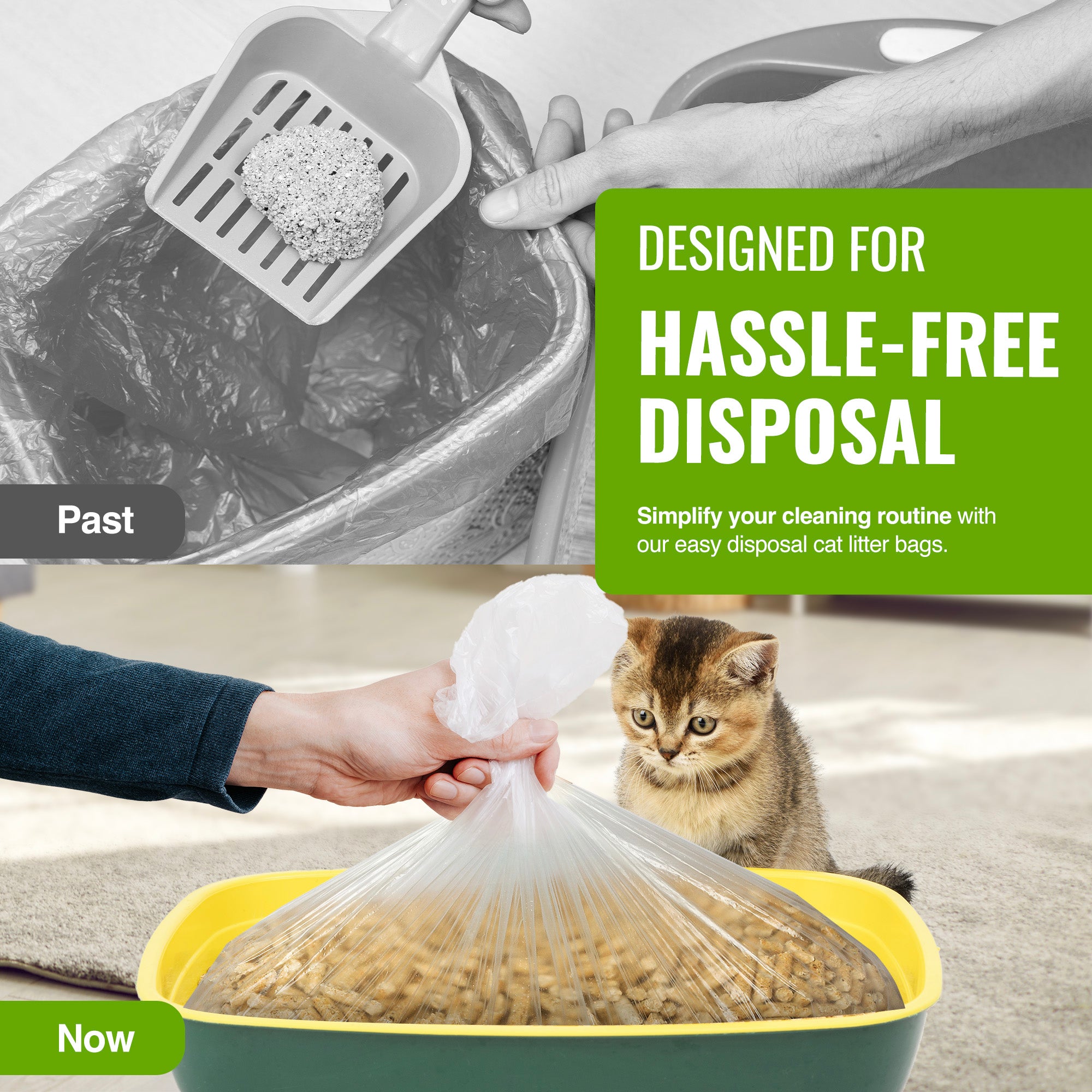 Ecobag - 10 Pack Cat Litter Tray Liners - 30L - 27 Microns - Heavy Duty Cat Litter Bags, Recycled Litter Liners, Durable Tray Liners, Eco-Friendly & Easy to Dispose (960 x 460 mm)