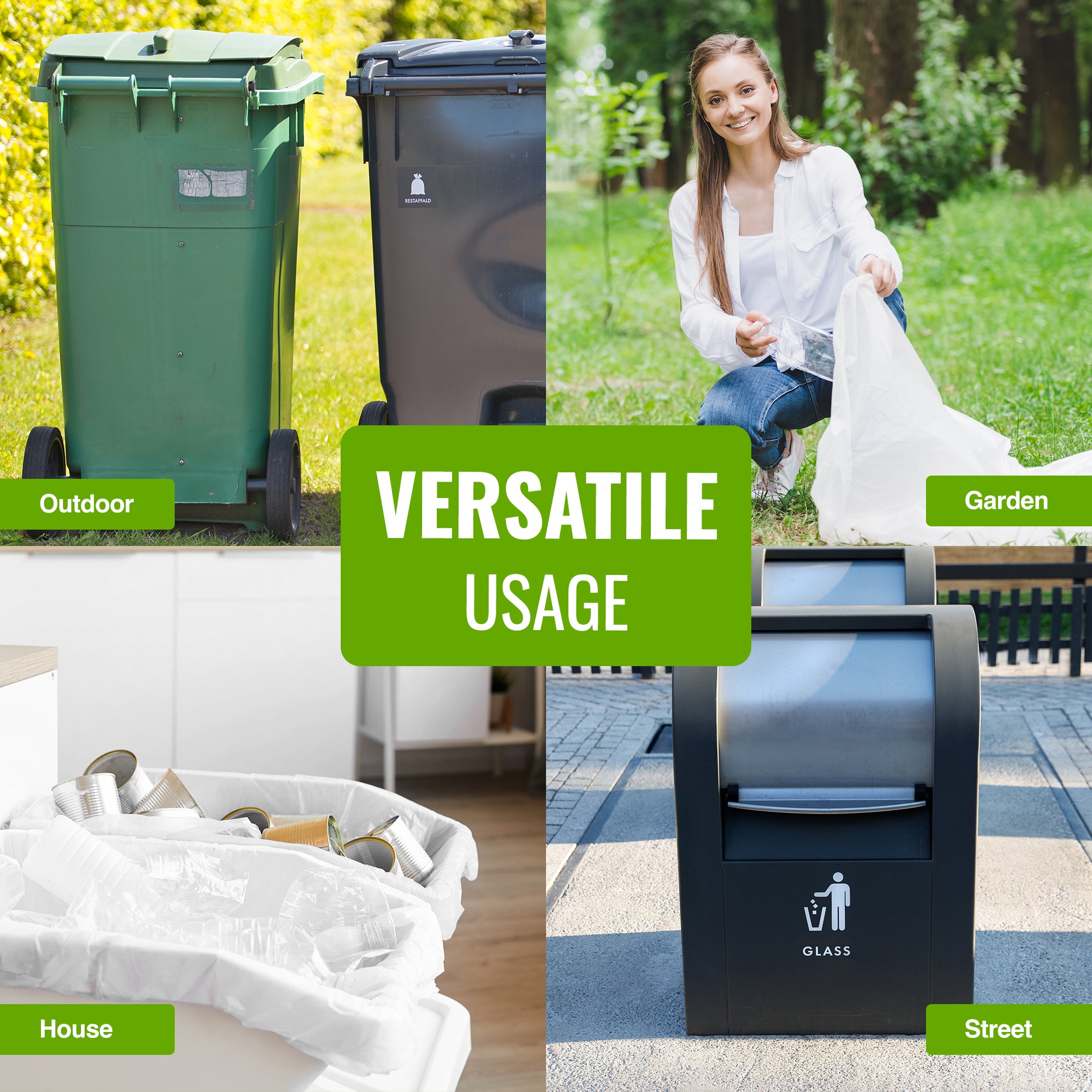 EcoBag - 40 Pack Refuse Sacks - 22 Microns - Heavy Duty, Leak Resistant Recyclable Bin Bags, Eco-Friendly, Durable Waste Disposal Bags for Household & Commercial Use ( 100L Capacity )