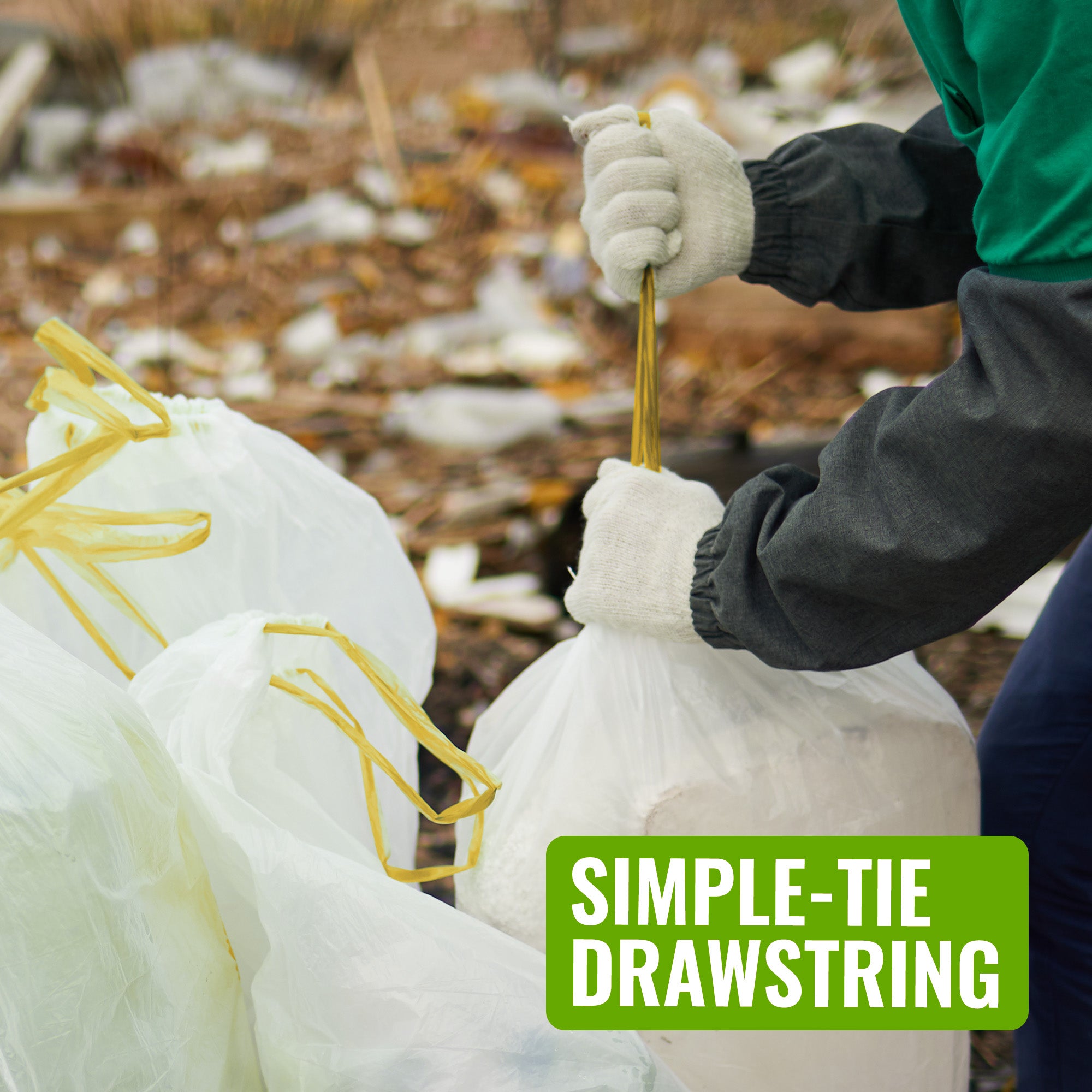 EcoBag - 15 Pack - 16 Micron - Vanilla Scented Ultimate Embossed Kitchen Drawstring Pedal Bin Liners - 50L - Recycled & Eco-Friendly