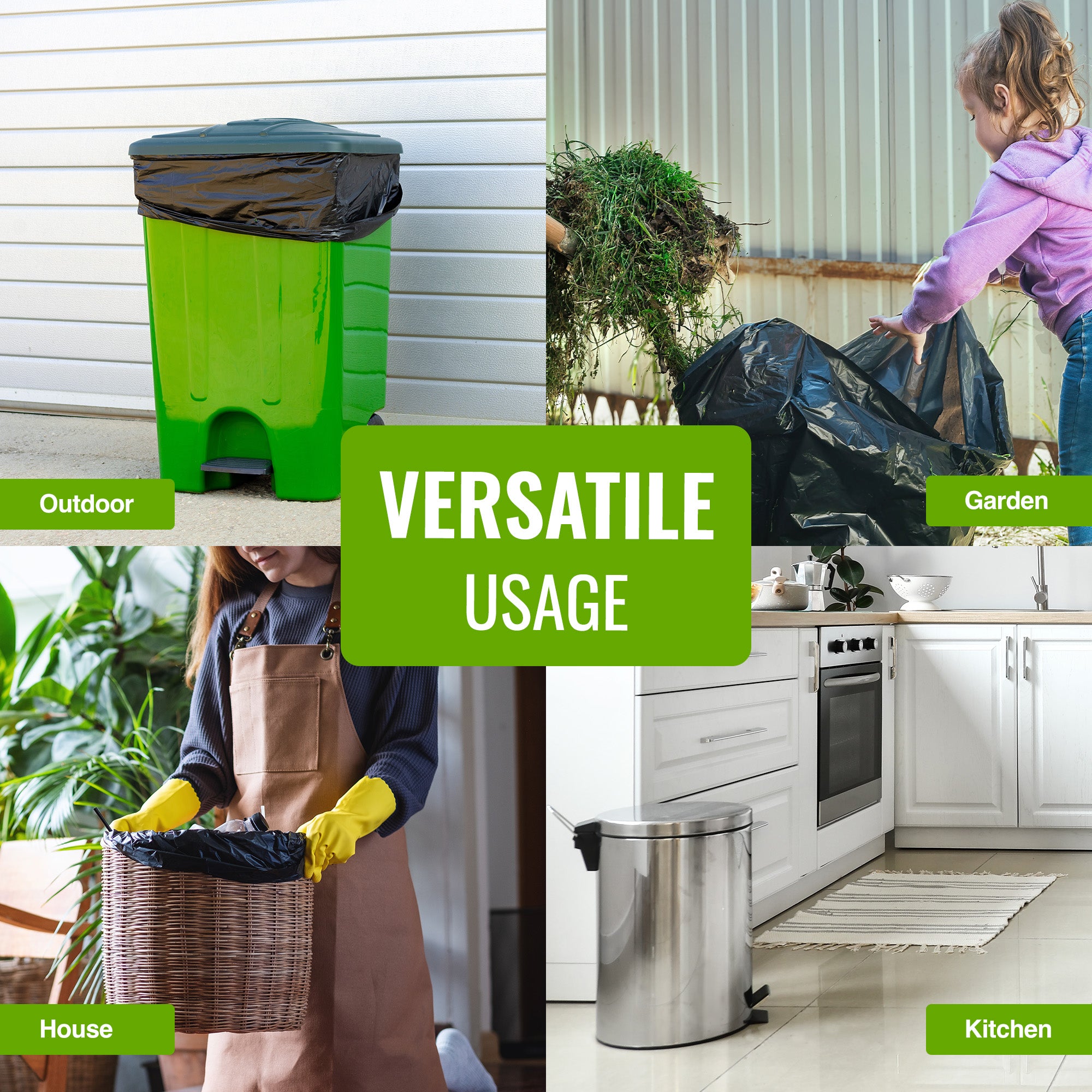 EcoBag - 50 Pack Extra Strong Heavy Duty Refuse Sacks - 100L - 33 Micron - Recyclable Bin Bags, Leak Resistant, Eco-Friendly, Durable Waste Disposal Bags for Household & Commercial Use