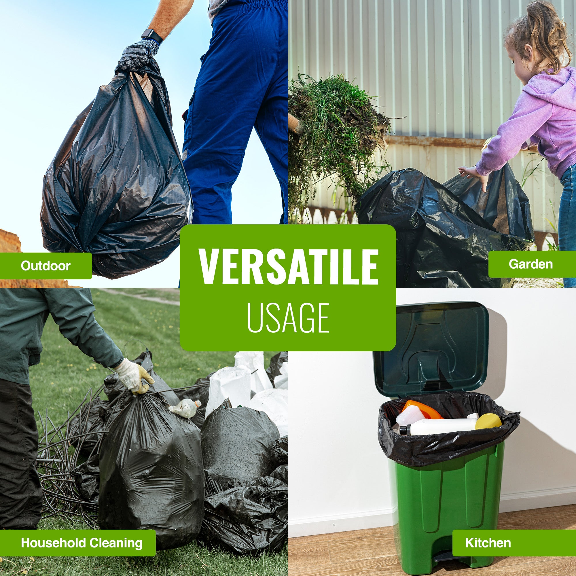 EcoBag - 10 Pack Heavy Duty Bin Bags - 120L - 60 Micron - Durable, Recyclable, Leak Resistant & Eco-Friendly