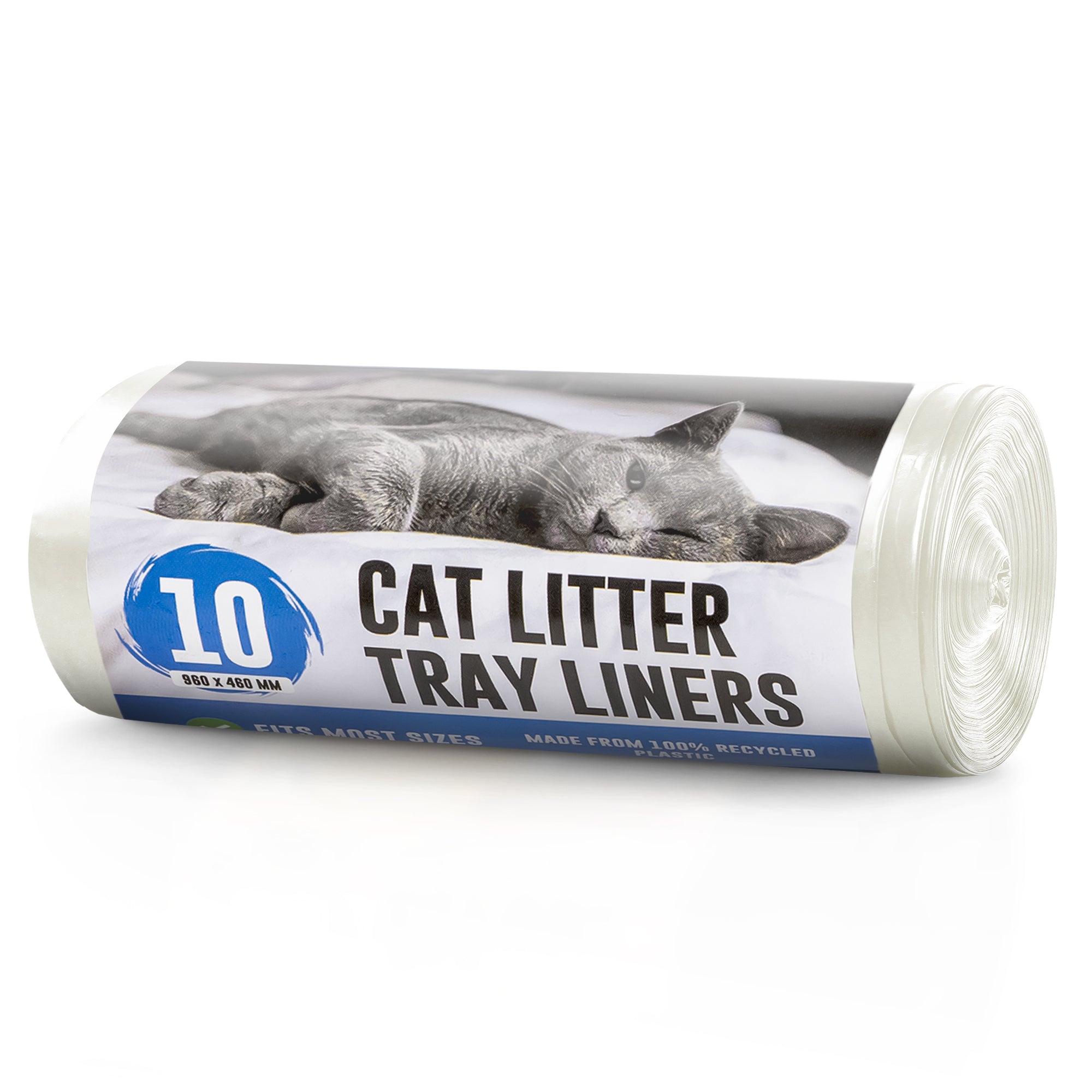 Ecobag - 10 Pack Cat Litter Tray Liners - 30L - 27 Microns - Heavy Duty Cat Litter Bags, Recycled Litter Liners, Durable Tray Liners, Eco-Friendly & Easy to Dispose (960 x 460 mm)