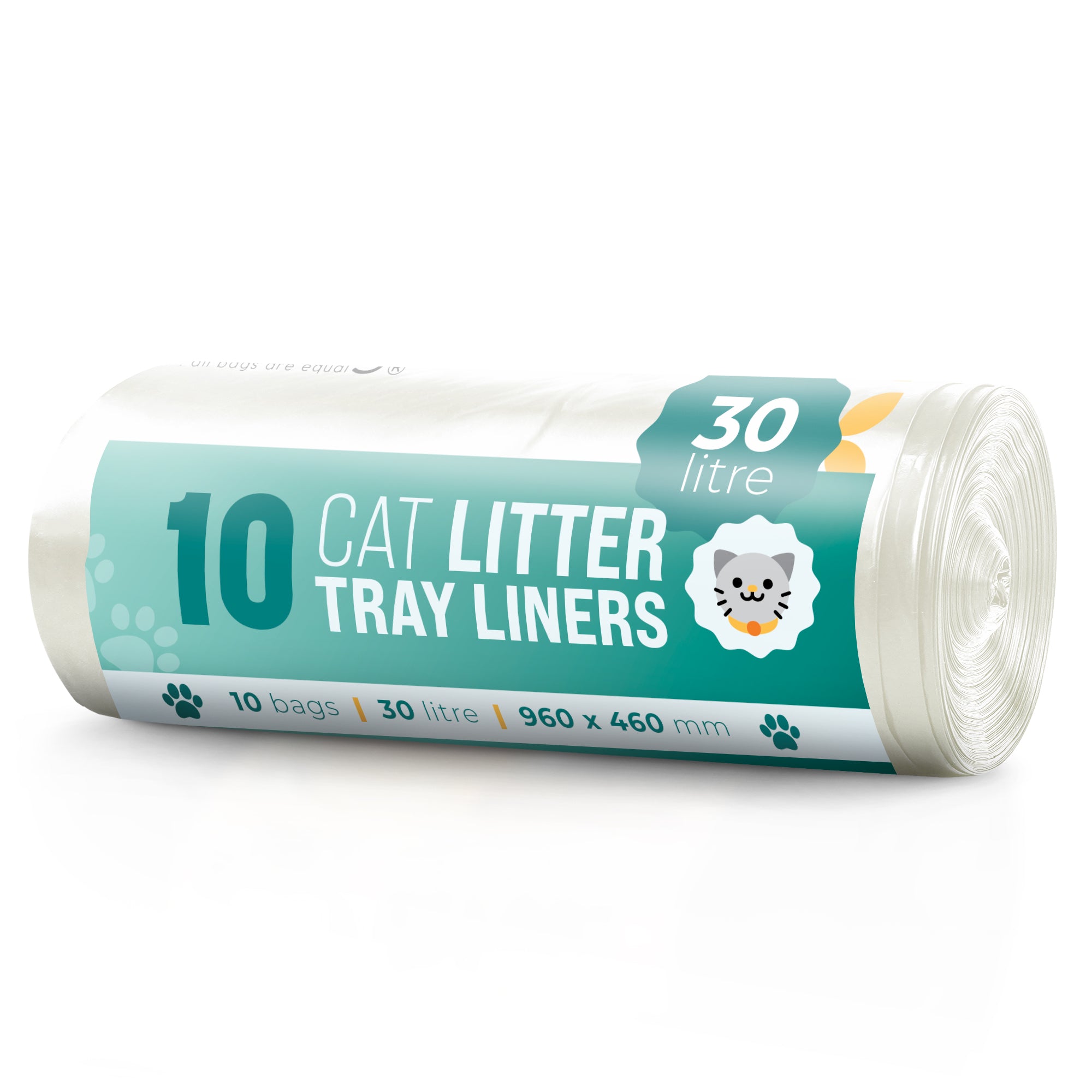 Ecobag - 10 Pack Cat Litter Tray Liners - 30L - 27 Microns - Heavy Duty Cat Litter Bags, Recycled Litter Liners, Durable Tray Liners, Eco-Friendly & Easy to Dispose (960 x 460 mm)
