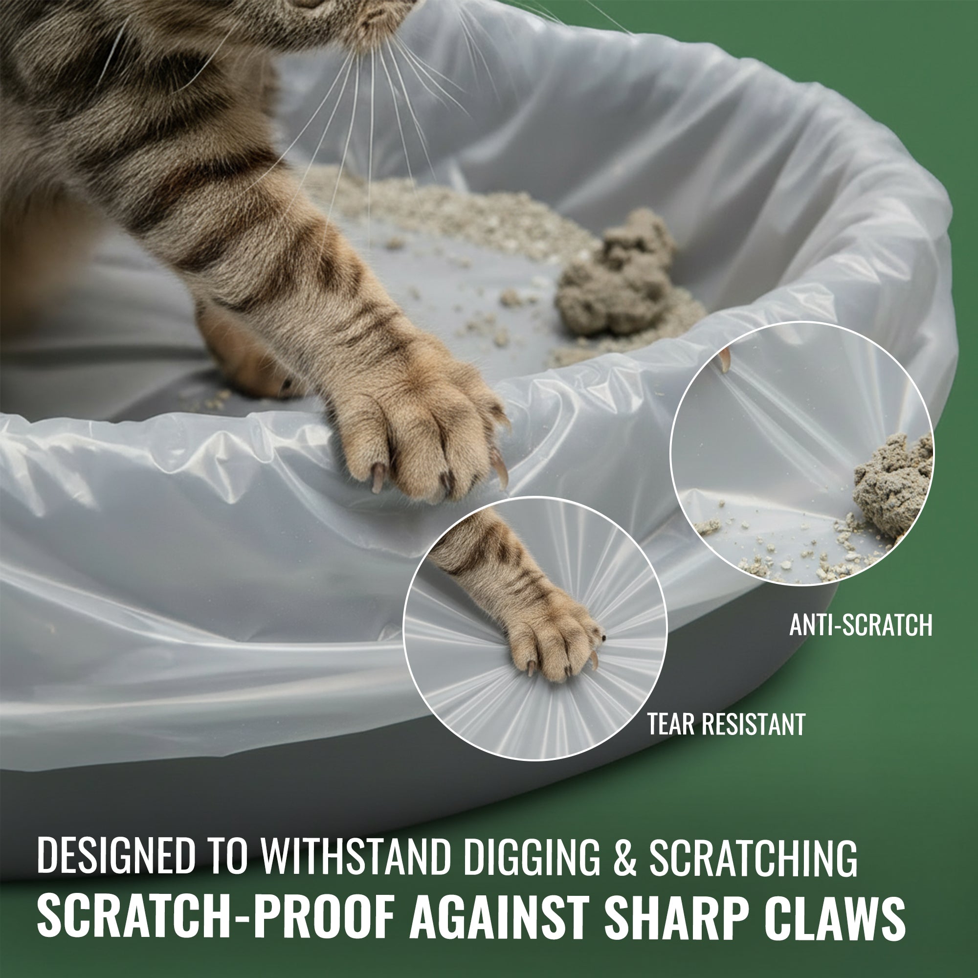 Ecobag - 20 Pack Cat Litter Tray Liners - 30L - 27 Microns - Heavy Duty Cat Litter Bags, Recycled Litter Liners, Durable Tray Liners, Eco-Friendly & Easy to Dispose (960 x 460 mm)