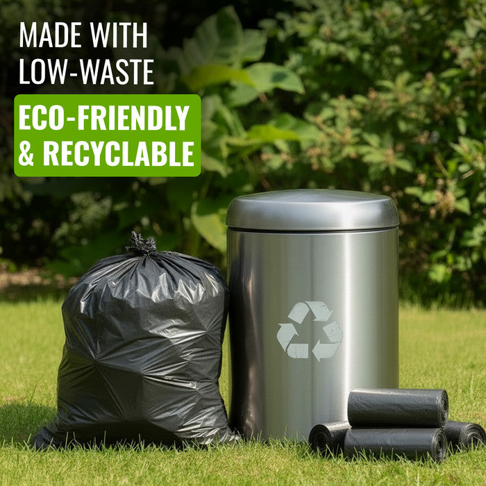EcoBag - 50 Pack Extra Strong Heavy Duty Refuse Sacks - 50L - 30 Micron - Recyclable Bin Bags, Leak Resistant, Eco-Friendly, Durable Waste Disposal Bags for Household & Commercial Use