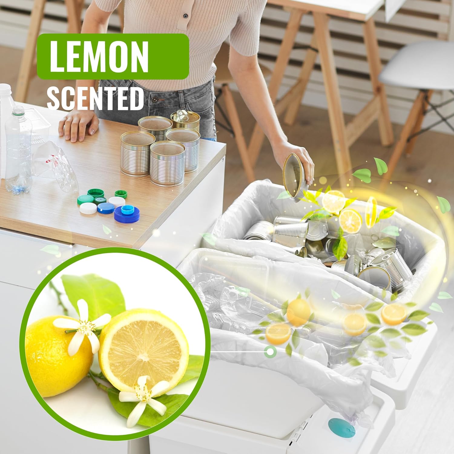 EcoBag - White Kitchen Drawstring Bin Liner - 20L - 24 Micron - Heavy Duty, Extra Strong, Brabantia Compatible, Eco-Friendly, Tear Resistant & Recyclable