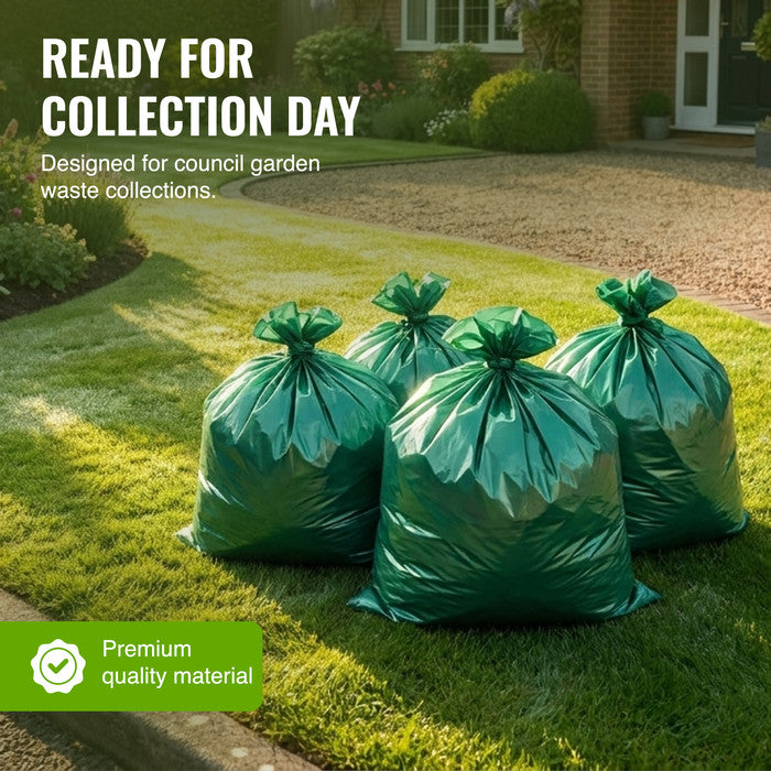 EcoBag - 25 Pack Extra Strong Heavy Duty Garden Sacks - 80L - Recyclable, Leak Resistant, Eco-Friendly & Durable