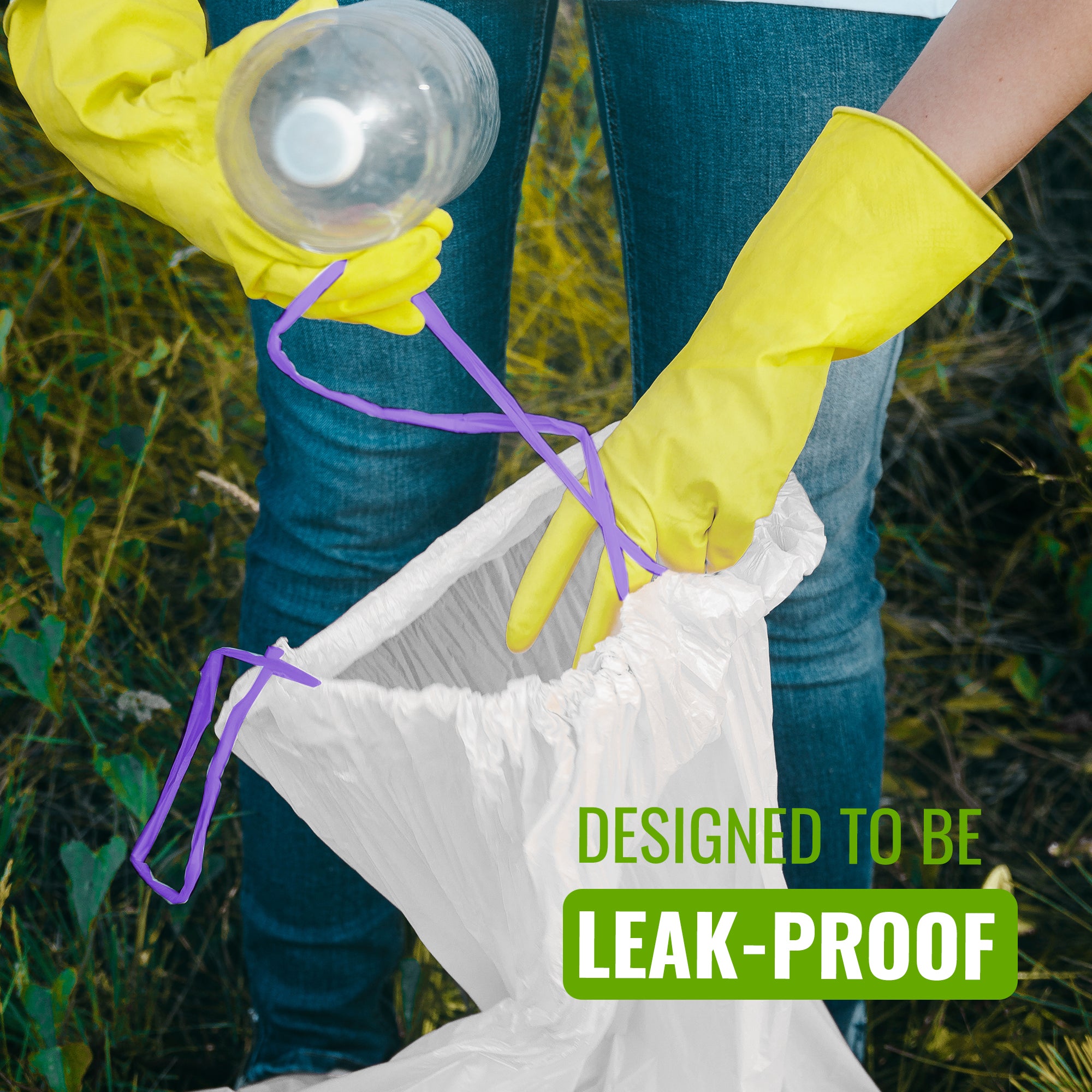 EcoBag - White Kitchen Drawstring Bin Liner - 60L - 28 Micron - Durable, Brabantia Compatible, Eco-Friendly, Tear Resistant, Clear Recycling Bags