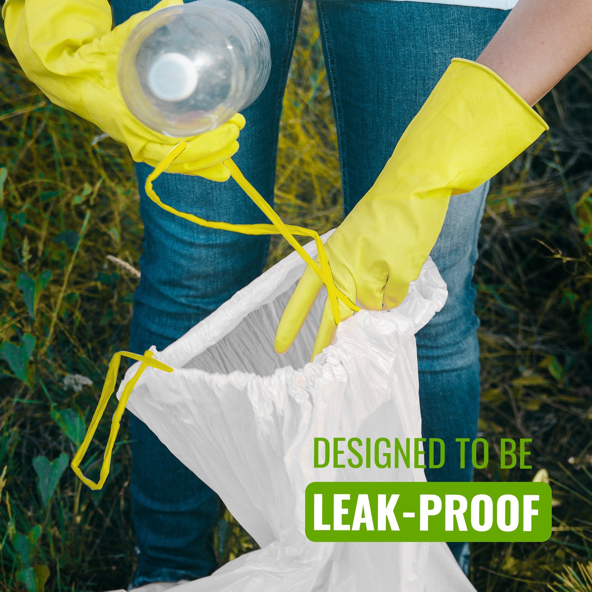 EcoBag - White Kitchen Drawstring Bin Liner - 60L - 28 Micron - Durable, Brabantia Compatible, Eco-Friendly, Tear Resistant, Clear Recycling Bags