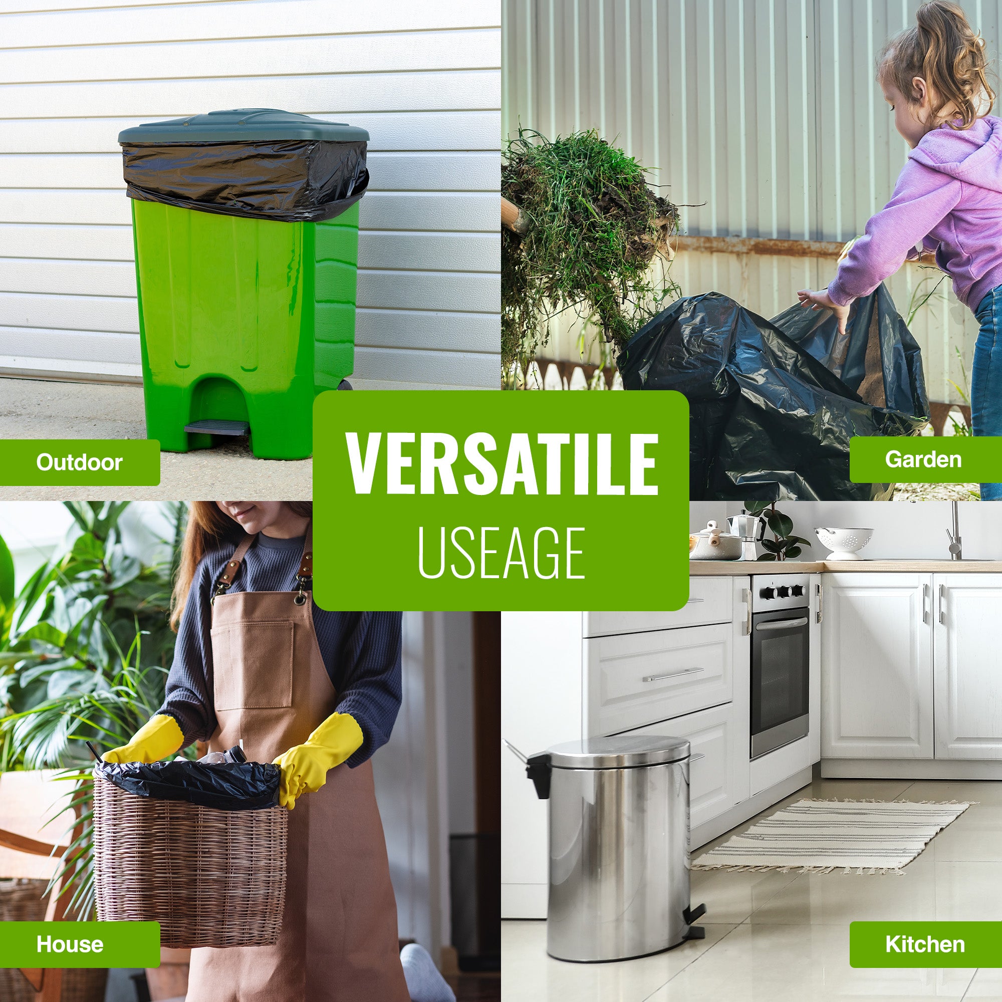 EcoBag - 20 Pack Extra Strong Heavy Duty Refuse Sacks - 100L - 35 MIcron - Recyclable, Leak Resistant, Eco-Friendly & Durable